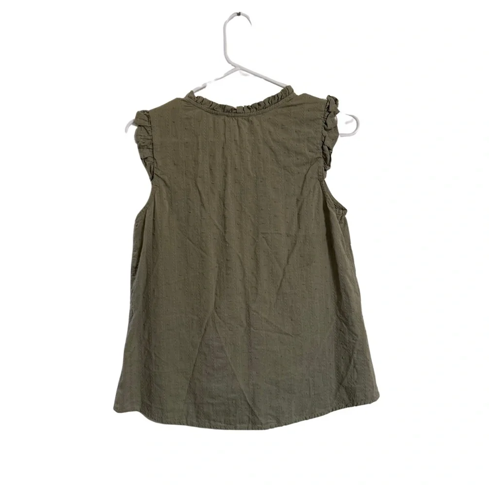 🌿 Olive Green Ruffle Top - MINE 🌿 Size Small - Picture 2 of 4
